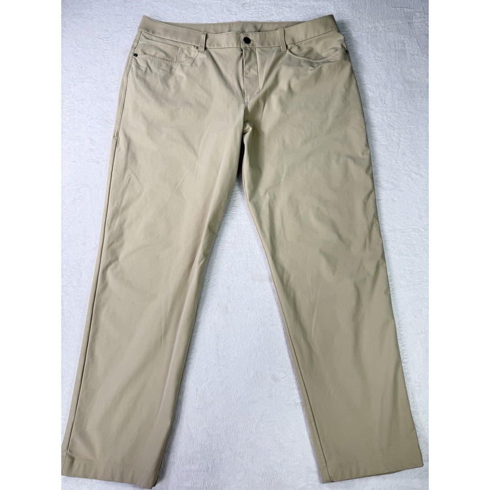 Lululemon ABC Classic-Fit Warpstreme Pants Men 38x29 Beige Performance 5 Pocket